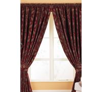Paoletti Traditional Jacquard Room Darkening Pencil Pleat Curtain Pair Burgundy (W)168Cm X (D)229Cm