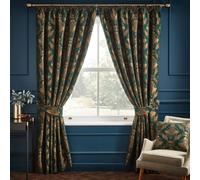 Paoletti Shiraz Floral Jacquard Pair of Pencil Pleat Curtains