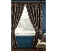 Paoletti Shiraz Pencil Pleat Curtains, Navy, 168 x 183cm