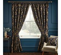 Paoletti Shiraz Traditional Jacquard Pencil Pleat Curtains - Navy - Navy - 183cm x 168cm