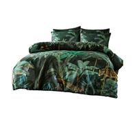 Paoletti Siona Tropical Duvet Cover Set - Green - Superking - Green - 100% Cotton