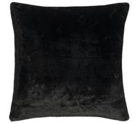 Paoletti Stanza Faux Fur Cushion Cover - Jet Black - 55cm x 55cm - Jet Black - 100% Polyester