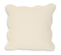 Paoletti Toulon Polyester Filled Cushion (Cream - 45x45cm) | Floral Quilting Scalloped Edge Woven Texture Decorative Pillow
