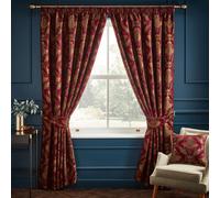 Paoletti Traditional Jacquard Room Darkening Pencil Pleat Curtain Pair Burgundy (W)168Cm X (D)229Cm