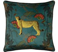 Paoletti Tropica Cheetah Cushion Cover - Teal/Green/Gold - One Size - Teal/Green/Gold - 100% Polyester