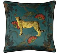 Paoletti Tropica Cheetah Cushion Cover, Teal, 45 x 45 cm