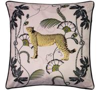 Paoletti Tropical Cheetah Velvet Piped Feather Rich Cushion