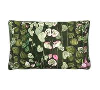 Paoletti Veadeiros Botanical Cushion Cover - Bottle Green/Pink - 50cm x 30cm - Bottle Green/Pink - 73% Polyester/27% Cotton