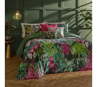Paoletti Double Pink and Green Veadeiros Exotic Floral Duvet Set - Multi - Wilko