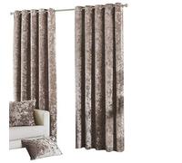 Paoletti Verona Crushed Velvet Eyelet Curtain Pair - Oyster - 168x183cm