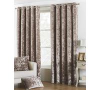 Verona Oyster Velvet Eyelet Curtain Brown and Grey