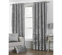 Paoletti Verona Crushed Velvet Ringtop Eyelet Curtains (Pair) Polyester Silver (229X183Cm)