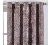 Paoletti Verona Crushed Velvet Eyelet Curtains - Blush - 66in x 90in - Blush - 100% Polyester