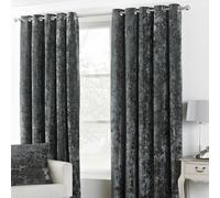Riva Paoletti Verona Ringtop Eyelet Curtains (Pair), 168cm x 183cm, Pewter Grey