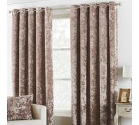 Paoletti Verona Crushed Velvet Ringtop Eyelet Curtains (Pair) Polyester Oyster (168X183Cm), Brown