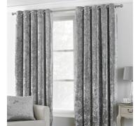 Riva Paoletti Verona Ringtop Eyelet Curtains (Pair) - Silver - Velvet Feel - Crushed Velvet Look 100% Polyester - 117cm width x 137cm drop (46" x 54" inches) - Designed in the UK