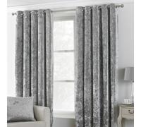 Verona Crushed Velvet Eyelet Curtains Paoletti Silver 117cm width x 183cm drop
