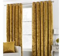 Paoletti Verona Crushed Velvet Eyelet Curtains in Yellow | Size: 229 cm width x 137 cm drop Paoletti Yellow 229 cm width x 137 cm drop