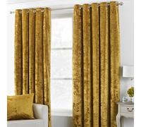 Paoletti Verona Ochre Crushed Velvet Eyelet Curtain 229 x 137cm - Size: W 137 x D 229cm - Orange - Wilko