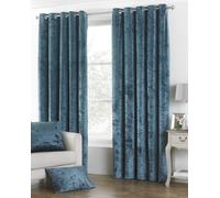 Paoletti - Verona Crushed Velvet Eyelet Curtains 66' x 72' Teal - Teal