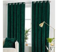 Paoletti Verona Crushed Velvet Room Darkening Eyelet Curtain Pair Emerald (W)229Cm X (D)137Cm