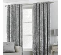 Paoletti Verona Crushed Velvet Room Darkening Eyelet Curtain Pair Silver (W)168Cm X (D)229Cm