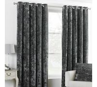 Paoletti Verona Pewter Crushed Velvet Eyelet Curtains