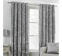 Paoletti Verona Silver Crushed Velvet Eyelet Curtains