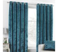 Paoletti Verona Teal Crushed Velvet Eyelet Curtains