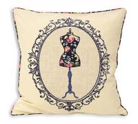 Paoletti Victoria Mannequin Applique 100% Cotton Cushion Cover, Navy Blue, 45 x 45 Cm