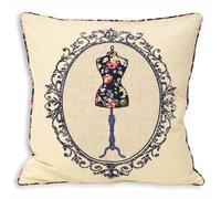 Paoletti Victoria Mannequin Printed Piped Cushion in Navy | Size: 45 cm x 45 cm Paoletti Navy 45 cm x 45 cm