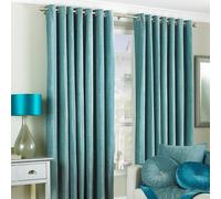 Paoletti Wellesley Eyelet Curtains in Blue | Size: 229 cm width x 229 cm drop Paoletti Blue 229 cm width x 229 cm drop