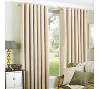 Riva Paoletti Wellesley Natural Eyelet Curtains 66 cm x 72 cm (168 x 183 cm), Polyester, 66x72 (168x183cm)