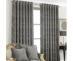 Paoletti Winchester Jacquard Eyelet Curtain Pair - Mocha - 229x229cm