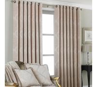 Paoletti Winchester Jacquard Eyelet Curtain Pair Natural (W)168Cm X (D)183Cm