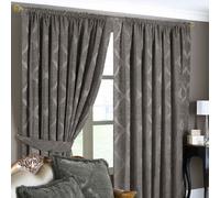 Paoletti Winchester Jacquard Room Darkening Pencil Pleat Curtain Pair Mocha (W)168Cm X (D)183Cm