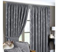 Paoletti Winchester Jacquard Room Darkening Pencil Pleat Curtain Pair Silver (W)168Cm X (D)183Cm