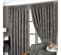 Paoletti Winchester Mocha Jacquard Pencil Pleat Curtains