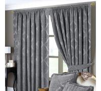 Paoletti Winchester Silver Jacquard Pencil Pleat Curtains
