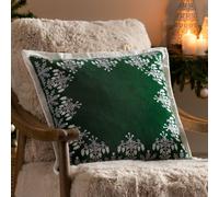 Winter Bloom Embroidered Polyester Filled Cushion Paoletti Green 50cm x 50cm
