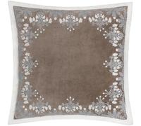 Paoletti Winter Bloom Embroidered Cushion Taupe, Cream
