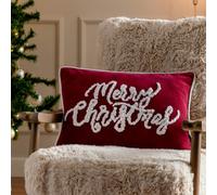 Paoletti Winter Merry Christmas Applique Velvet Feather Rich Cushion