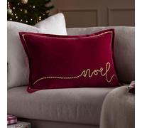Paoletti Winter Noel Polyester Filled Cushion - Luxury Festive Appliqué Rope Detail Oxford Edge Cotton Velvet Decorative Pillow (Red - 40x60cm)