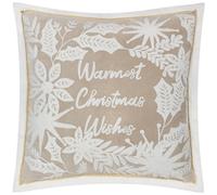 Paoletti Winter Warmest Wishes Embroidered Cushion in Beige | Size: 50 cm x 50 cm Paoletti Beige 50 cm x 50 cm
