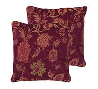 Paoletti Zurich Feather Filled Cushions (Twin Pack), Polyester, Burgundy