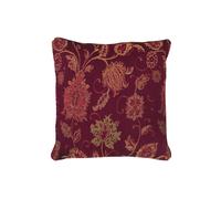 Riva Paoletti Zurich Filled Cushion Red-Decorative Floral Jacquard Design-Piped Edges-Reversible-100 Case (18" x 18" inches) -Designed in The UK, Polyester, Burgundy, 45 x 45cm