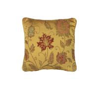 Riva Paoletti Zurich Filled Cushion Yellow-Decorative Floral Jacquard Design-Piped Edges-Reversible-100 Case (18" X 18" Inches) -Designed In The Uk, Polyester, Gold, 45 X 45Cm