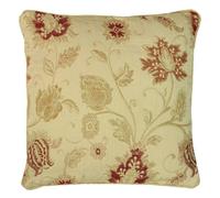 Riva Paoletti Zurich Feather Filled Cushion Cream-Decorative Floral Jacquard Design-Piped Edges-Reversible-100 Case (18" x 18" inches) -Designed in The UK, Polyester, Champagne, 45 x 45cm