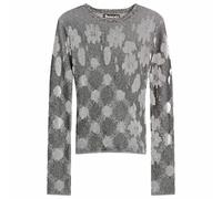 Paolina Russo Women's Illusion Knit Fitted Long Sleeve Top Black/White Medium