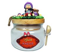 Paolo Chiari Empolese Glass Infusion Jar with Lid and Wooden Spoon, Decoration in Hand-Painted Marmoresina, Multicoloured (Witch - Magical, 400 ml)